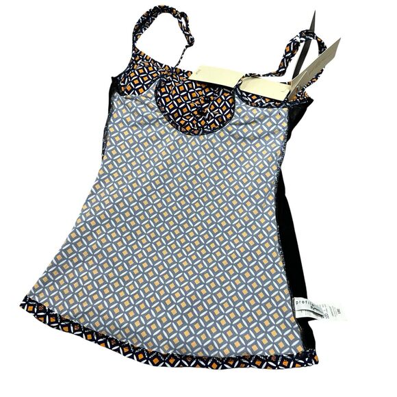 Gottex Tankini Swim Top Size 32D Blue Orange White Padded Underwire Geometric - Picture 7 of 11